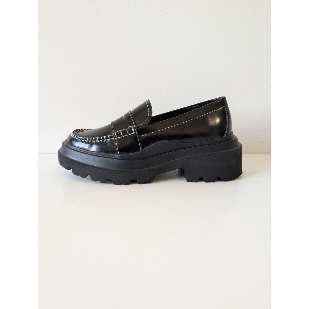 G.H.Bass Platform Lug smooth leather Loafers in Black - Picture 2 of 7